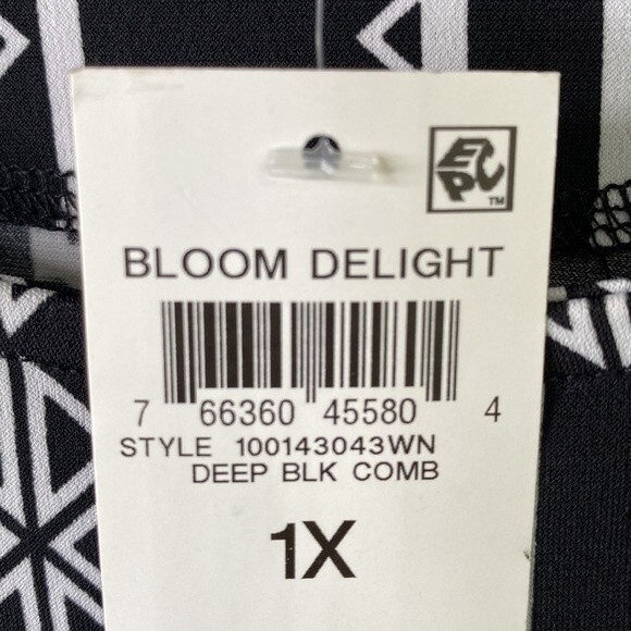 JM Collection Geo Print 3/4 Sleeve Scoop Neck Tunic Top Asymmetrical Sheer Hem - Picture 5 of 14